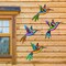 4 Pack Metal Hummingbird Wall Art Decor Metal Colorful Birds 3D Outdoor Sculpture Iron Outdoor Hanging Decor Ornaments Metal Hand-made Bird Wall Art Fence Decorations for Living Room Patio Balcony